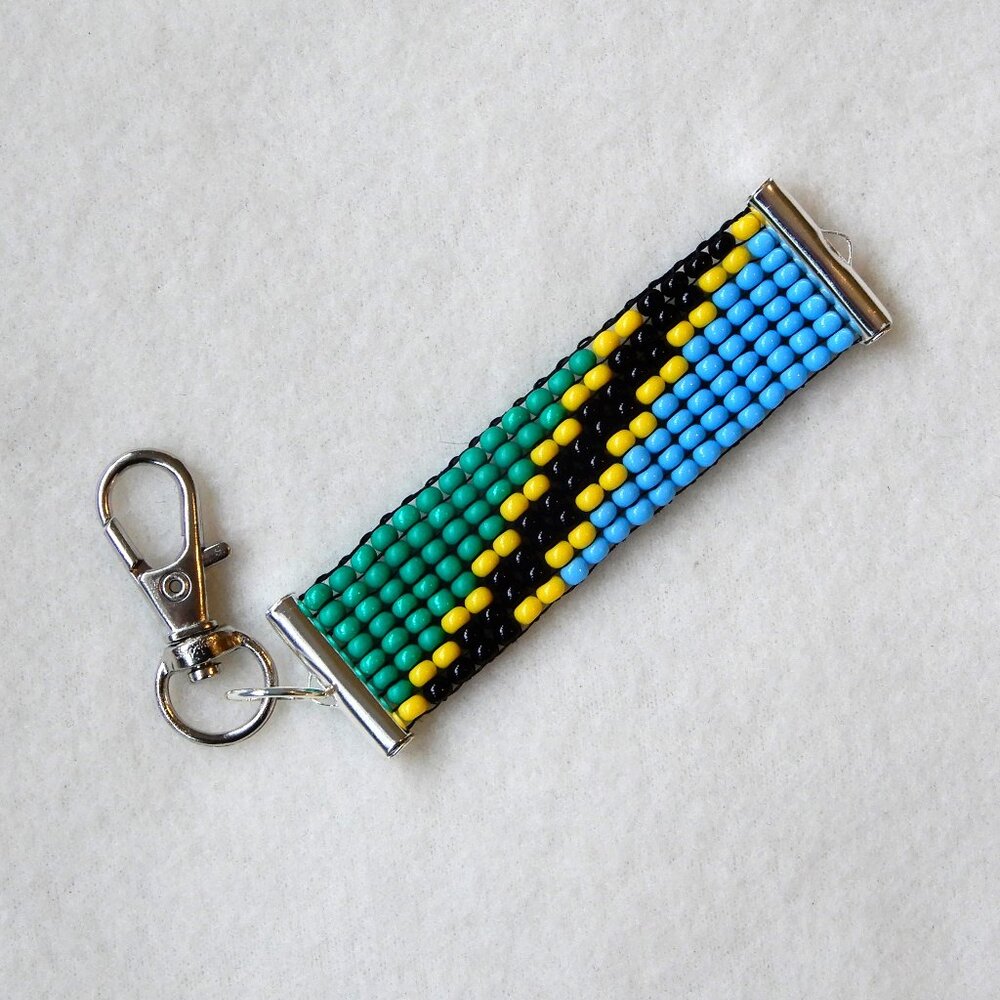 Tanzania Tanzanian flag bead keychain, glass seed beads, handmade